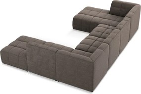 Colțar maro cu tapițerie din țesătură bouclé (în formă de "U") Aloha – Makamii