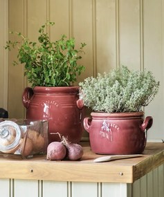 Ghiveci din ceramică glazurată manual 2L burgundy înalt, „Brobacka"