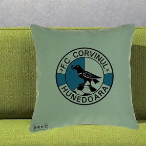 Perna Personalizata FC Corvinul Hunedoara Fotbal, 40x40 cm, Verde, Husa Detasabila, Perna Inclusa, BEKZ®