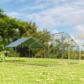 PawHut Coteț Exterior Mare din Oțel Galvanizat 5,1x3x1,9 m 15,3 m² cu Husă din Material Oxford și Încuietoare Argintiu | Aosom Romania