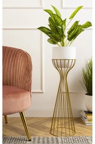 Ghiveci metalic de flori LOFT 68x20 cm auriu/alb