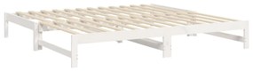 Pat de zi extensibil, alb, 2x(80x200) cm, lemn masiv de pin Alb, 205.5 x 158 x 30 cm