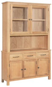 247597 vidaXL Vitrină de birou, 110 x 33,5 x 105 cm, lemn masiv de stejar