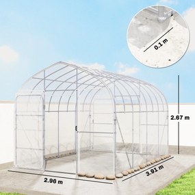 Outsunny Seră tunel cu învelitoare PO, 2 uși cu balamale, seră încălzită cu structură optimizată, transparentă | Aosom Romania