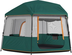 Outsunny Cort de camping pentru 4-6 persoane, stabil, impermeabil 3000mm, cort familial cu acoperire superioară detașabilă, protecție UV30+, verde | Aosom Romania