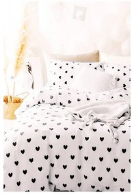 Lenjerie de pat albă din bumbac ranforcé pentru pat de o persoană/extinsă cu cearceaf inclus/cu 3 piese 160x220 cm Mini Hearts – Mila Home