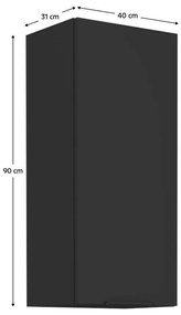 Dulap de bucătărie superior Sobera 40 G 90 1F (negru). 1097012