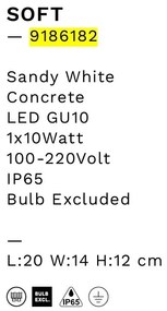 Iluminat exterior ambiental, spot din ciment IP65 SOFT alb