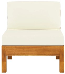 Set mobilier gradina perne alb crem, 7 piese, lemn masiv acacia Crem, colt + 5x mijloc + masa, 1