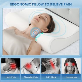 HOMCOM Pernă Memory Foam cu Husă Detașabilă 60x40x10/12 cm Crem | Aosom Romania