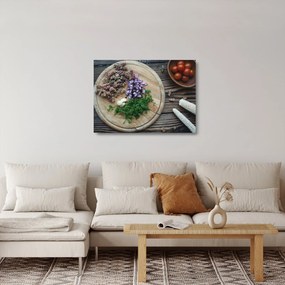 Tablou pe sticlă - Din tocătorul bucătăriei (70x50 cm)