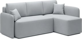 Colțar gri deschis extensibil/cu spațiu de depozitare cu tapițerie din catifea (cu colț pe partea dreaptă/cu șezlong) Hadson – ELTAP