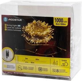 Aigostar - Ghirlandă LED de Crăciun pentru exterior, 1000 LED/6W/230V, 50 m, IP44, alb cald
