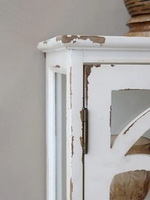 Dulap de perete shabby chic, alb antichizat, cu 2 uși din sticlă