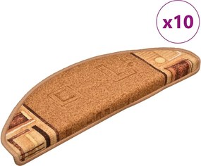 vidaXL Covorașe autoadezive pentru scări, 10 buc., bej, 65x21x4 cm