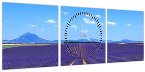 Tablou - Câmp de lavandă (cu ceas) (90x30 cm)