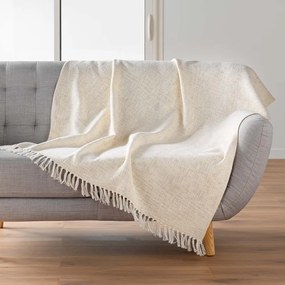 Pătură crem din amestec de bumbac 125x150 cm Ziggy – douceur d'intérieur