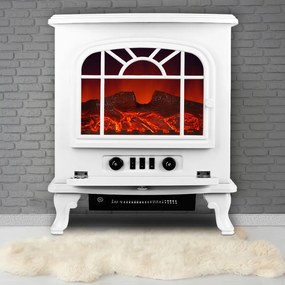 Deuba Semineu electric cu incalzire cu ventilator si foc 2000W alb