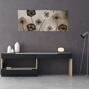 Tablou - Flori desenate (120x50 cm)