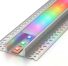 Set 1x bandă LED RGBW digitală, 16,5W/230V, 5 m + 5x profil încastrat 1 m + telecomandă