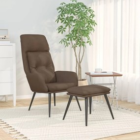 3097734 vidaXL Scaun de relaxare cu taburet, maro, microfibră