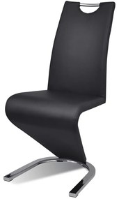 Scaune de bucatarie, 4 buc., negru, piele ecologica 4, Negru, In forma literei U