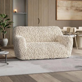 Huse bielastice VELVET bej fotoliu dublu (l. 120 - 160 cm)