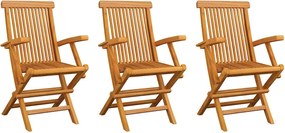 vidaXL Scaune de grădină, 3 buc., lemn masiv de tec