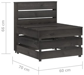 Canapea gradina din paleti de mijloc gri lemn pin verde tratat 1, Gri, canapea de mijloc