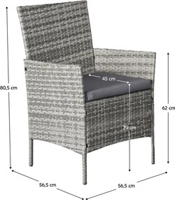 Set 4 piese din ratan, pentru grădină, gri, RATANA