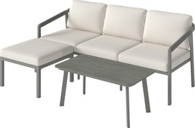 Outsunny Set Grădină Exterior 3 Piese cu Canapea 3 Locuri, Taburet, Masă de Cafea și Perne Maro și Bej | Aosom Romania