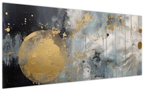 Tablou - Abstracție cu minge de aur (120x50 cm)