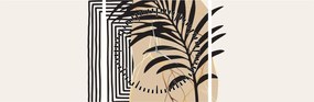 Tablou - Abstracție cu frunze tropicale N⁰3 (cu ceas) (90x30 cm)