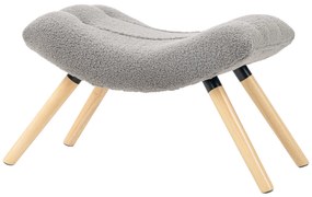 HOMCOM Taburet modern cu husă din fleece și picioare din lemn, tapițat, pentru cameră de zi, dormitor, hol, Gri deschis | Aosom Romania