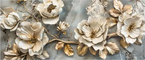 Tablou - Marmură de fundal cu flori (120x50 cm)