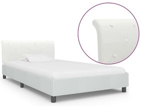 vidaXL Cadru de pat, alb, 100 x 200 cm, piele ecologică