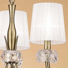 Candelabru clasic cu 3 brate LOEWE antique brass/ abajur alb