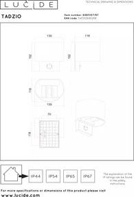 Lucide 69811/07/97-LED Corp de iluminat exterior cu senzor de mișcare TADZIO LED/7W/230V IP65