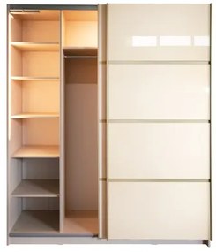 Gold Dulap 1800 Crem cu usi MDF Lucios + 1 Comoda