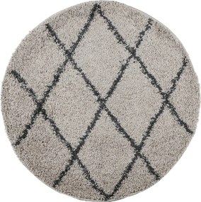 vidaXL Covor pufos "PAMPLONA" cu fire înalte, bej/antracit, Ø 80 cm