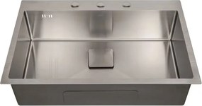 Chiuveta inox Inter Ceramic cu o cuva fara picurator finisaj inox satinat 75x50 cm