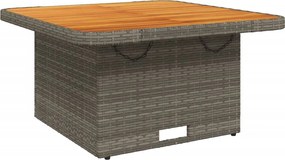vidaXL Masă de grădină, gri, 80x80x71 cm, poliratan și lemn de acacia