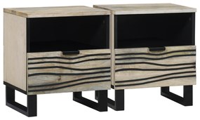 vidaXL Mese de noptieră cu sertar 2 pcs Alb și negru 40 x 33 x 46 cm