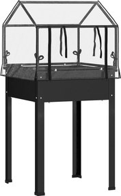 Outsunny Jardinieră cu acoperiș de seră, cutie ridicată pentru plante cu orificii de drenaj, 60 x 60 x 120 cm, Negru | Aosom Romania