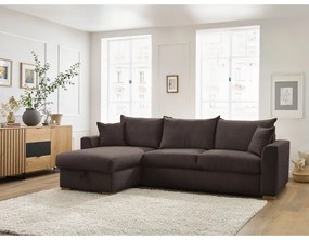 Colțar maro extensibil cu tapițerie din catifea reiată (cu colț variabil) Augustin – Bobochic Paris