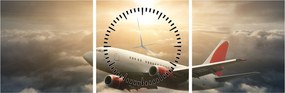 Tablou - Avion în nori (cu ceas) (90x30 cm)