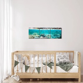 Tablou cu plaja pe insulă tropicală (cu ceas) (90x30 cm)
