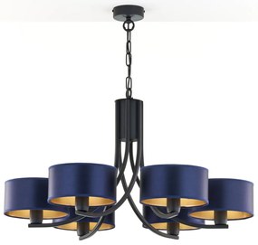 Jupiter 2102 - Candelabru cu lanț ARTHUR 6xE27/15W/230V albastru/negru