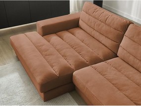 Colțar portocaliu cu tapițerie din catifea (cu colț pe partea stângă/cu șezlong) Sierra – Bobochic Paris