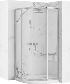 Cabina dus cu cadita semirotunda Rea Look cu doua usi culisante 90x90 crom lucios